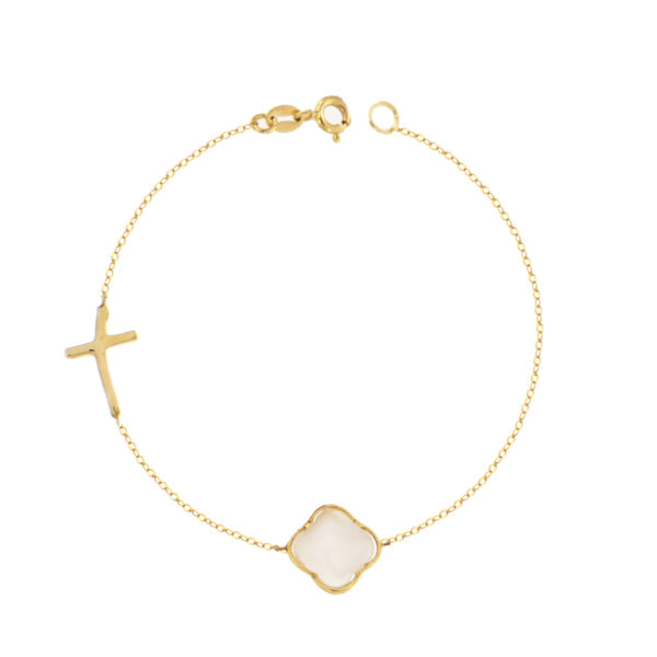 Βραχιόλι με σταυρουδάκι και σταυρό van cleef σε κίτρινο χρυσό 14 καράτια